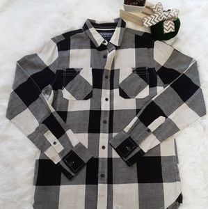 Black and white plaid flannel shirt